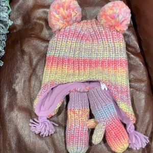 Pom Pom Hat and mittens